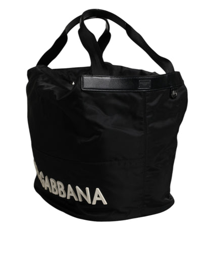 Bolso bandolera tipo cubo de nailon negro y blanco con el icónico logotipo de Dolce &amp; Gabbana