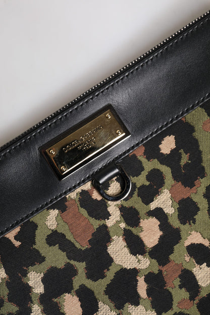 Bolso Dolce &amp; Gabbana con placa del logotipo y estampado de leopardo en jacquard multicolor