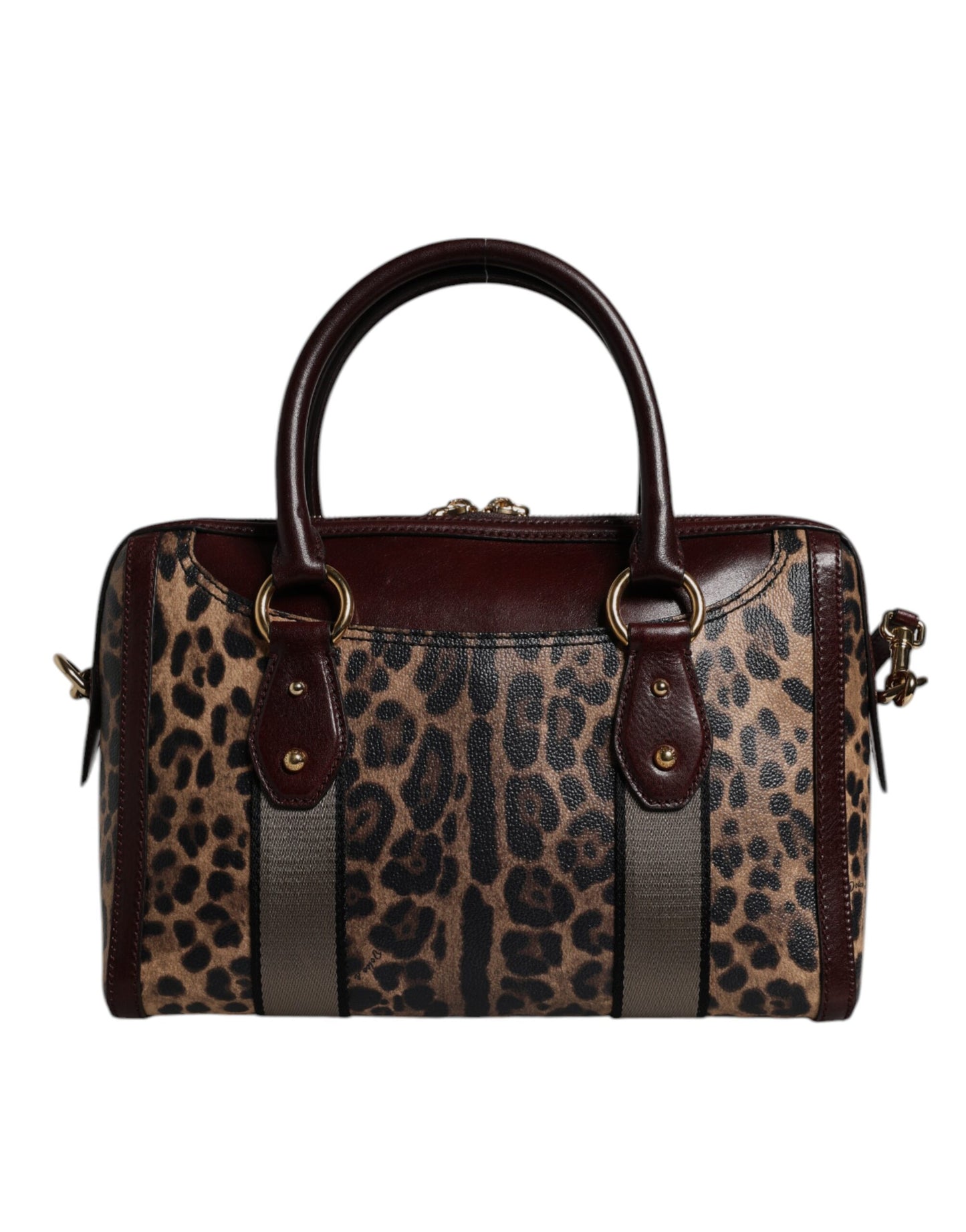 Bolso de lona con correa de hombro de piel de leopardo marrón de Dolce &amp; Gabbana