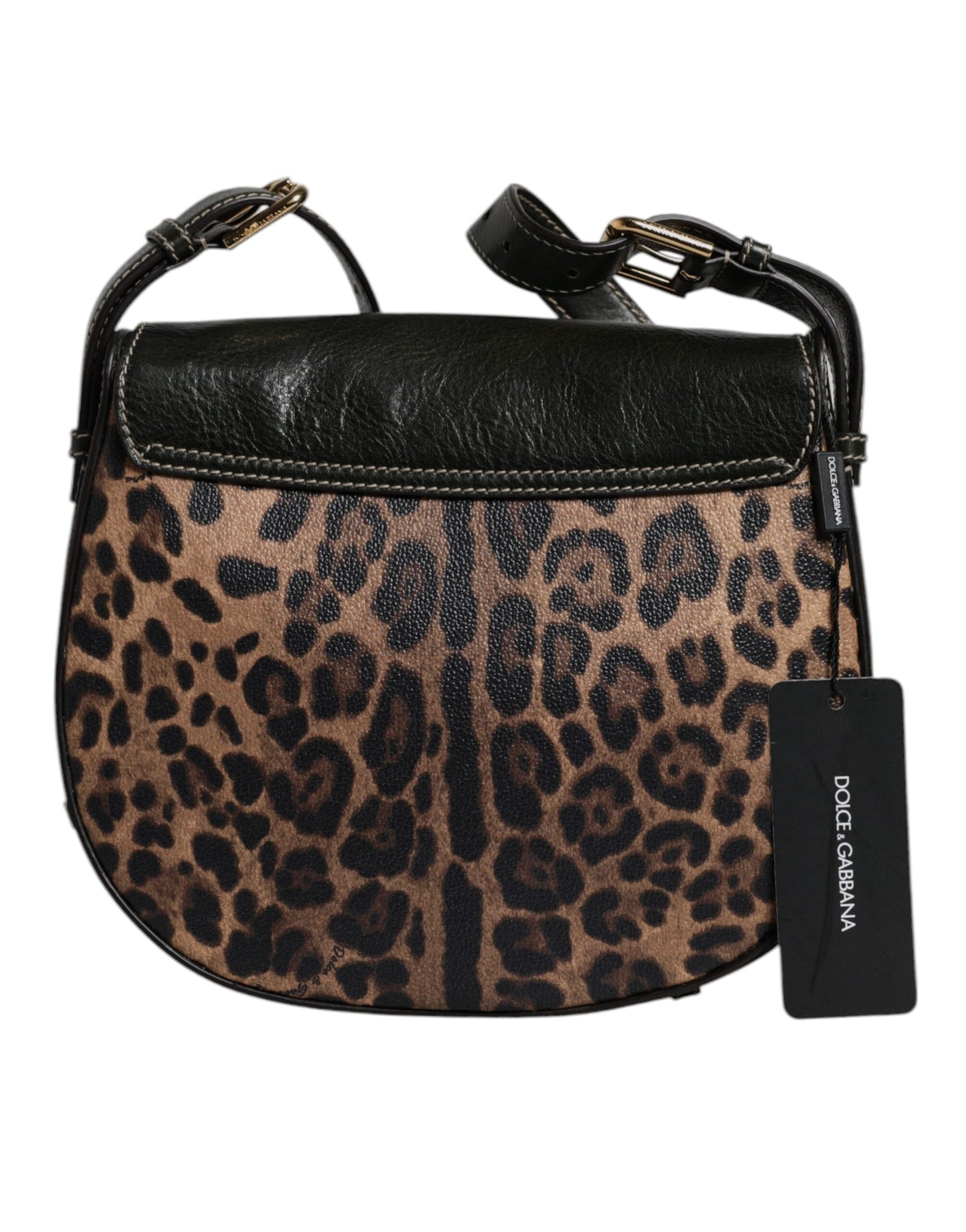 Bolso de hombro Dolce &amp; Gabbana de piel de leopardo marrón y negro con correa de hombro
