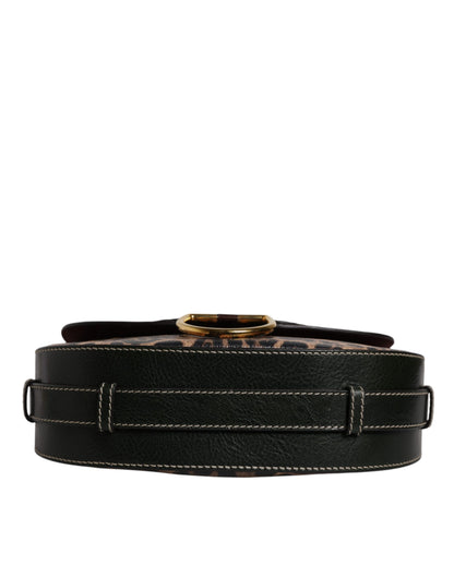 Bolso de hombro Dolce &amp; Gabbana de piel de leopardo marrón y negro con correa de hombro