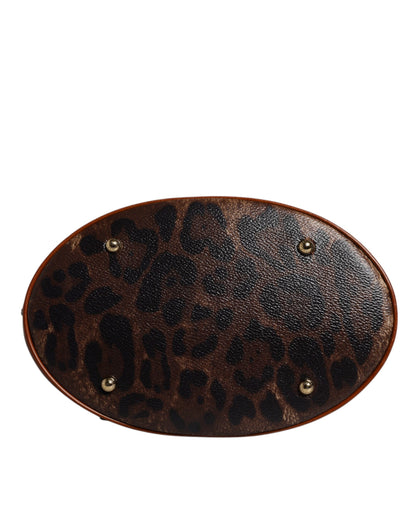 Bolso tote con correa de hombro de piel de leopardo marrón de Dolce &amp; Gabbana