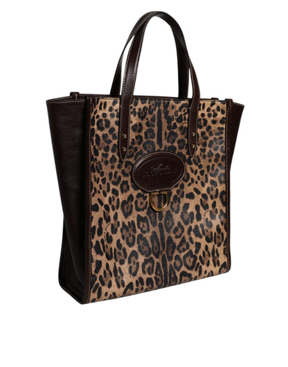 Bolso tote con correa de hombro de piel de leopardo marrón de Dolce &amp; Gabbana