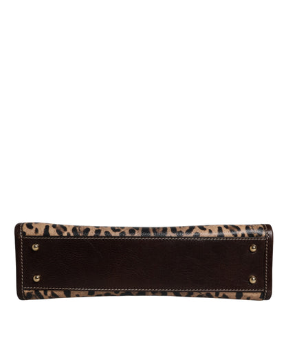 Bolso tote con correa de hombro de piel de leopardo marrón de Dolce &amp; Gabbana