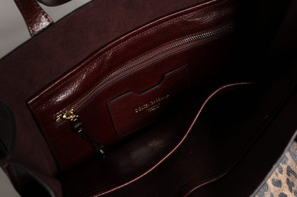 Bolso tote con correa de hombro de piel de leopardo marrón de Dolce &amp; Gabbana
