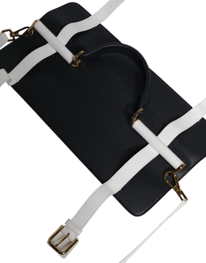 Bolso bandolera de piel de becerro azul y blanca de Dolce &amp; Gabbana