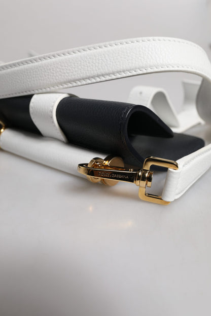 Bolso bandolera de piel de becerro azul y blanca de Dolce &amp; Gabbana