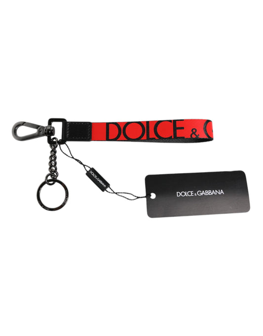 Llavero Dolce &amp; Gabbana con logo rojo, de nailon, plateado y latón para hombre.