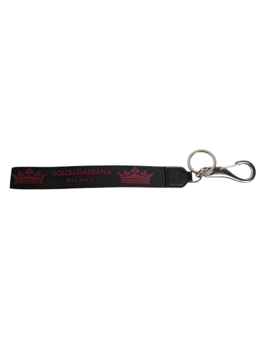 Llavero con el logo DG Crown de Dolce &amp; Gabbana en nailon negro para hombre
