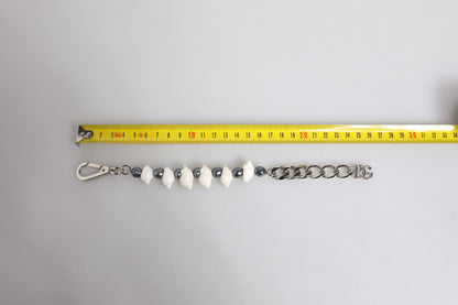 Dolce &amp; Gabbana Silver Tone Brass Beaded Shell DG Logo Pendant Bracelet