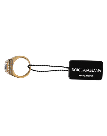 Anillo Dolce &amp; Gabbana en plata de ley 925 con cristales en tono dorado