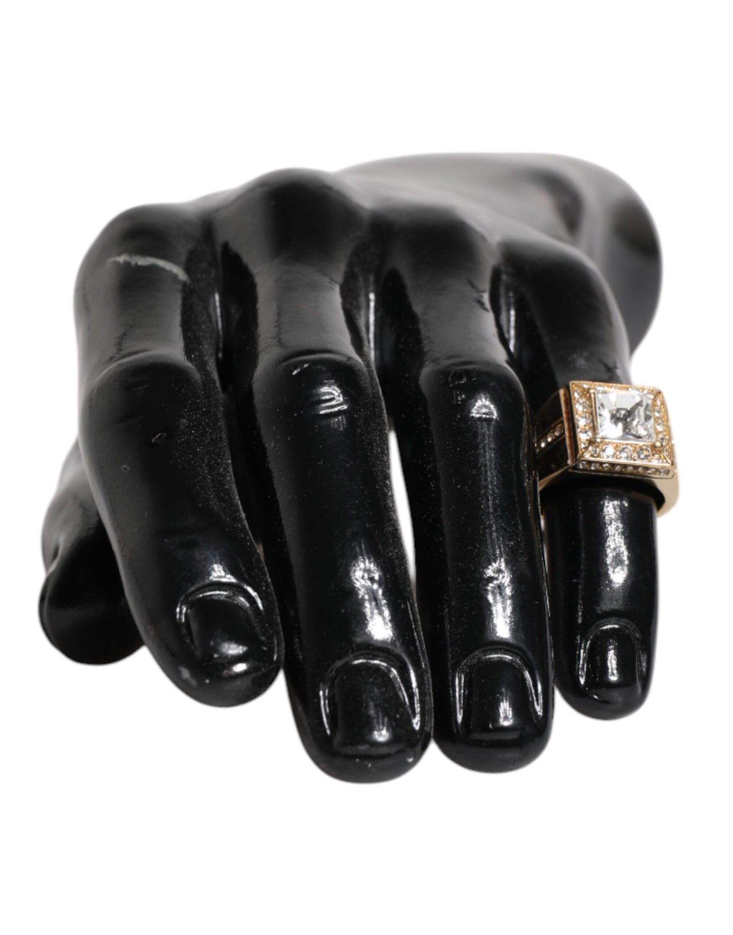 Anillo Dolce &amp; Gabbana en plata de ley 925 con cristales en tono dorado