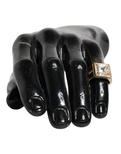 Anillo Dolce &amp; Gabbana en plata de ley 925 con cristales en tono dorado