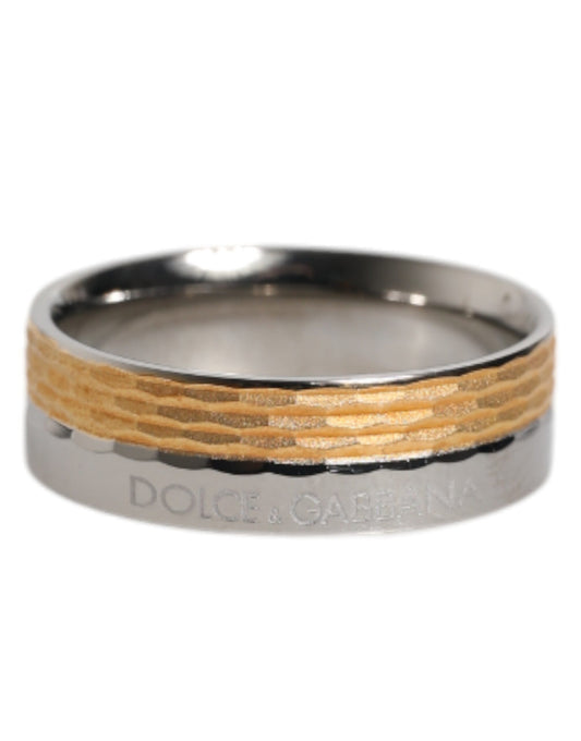 Dolce &amp; Gabbana Gold Silver Tone Real Brass DG Logo Ring
