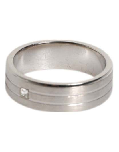 Anillo con el logotipo DG de Dolce &amp; Gabbana en latón plateado y cristales transparentes