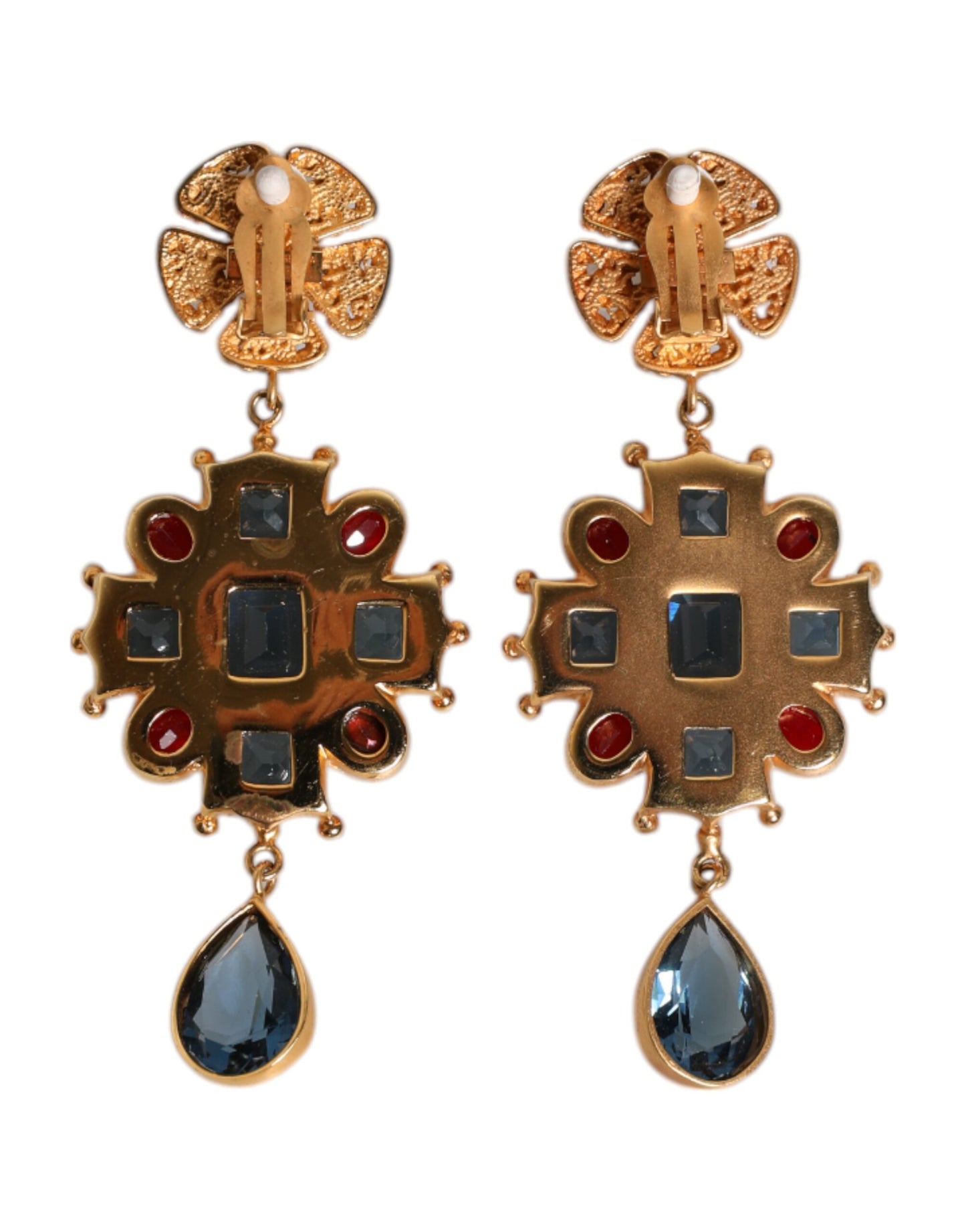 Boucles d'oreilles pendantes Dolce &amp; Gabbana en cristal doré ornées de strass