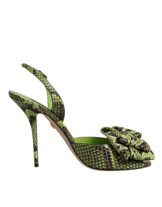 Sandalias de tacón de piel de pitón verde de Dolce &amp; Gabbana