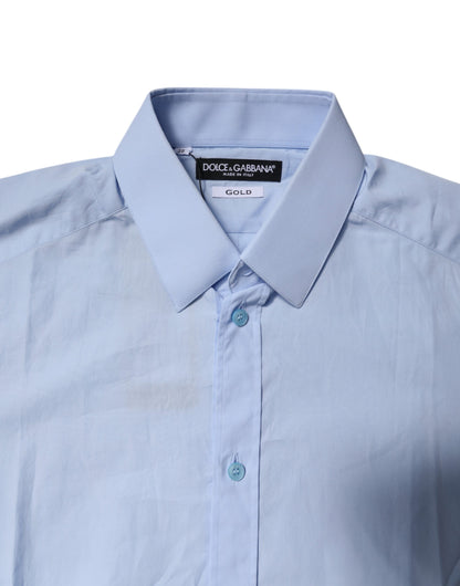 Camisa formal Dolce &amp; Gabbana de algodón azul claro dorado