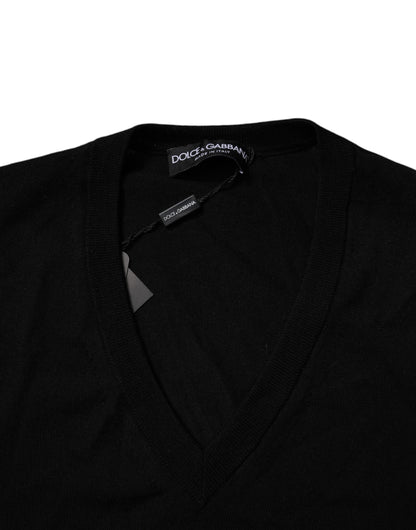 Suéter negro con cuello en V y estampado de camuflaje de Dolce &amp; Gabbana