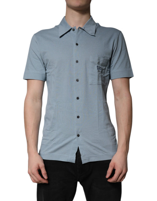 Polo informal de algodón azul con botones para hombre de Dolce &amp; Gabbana