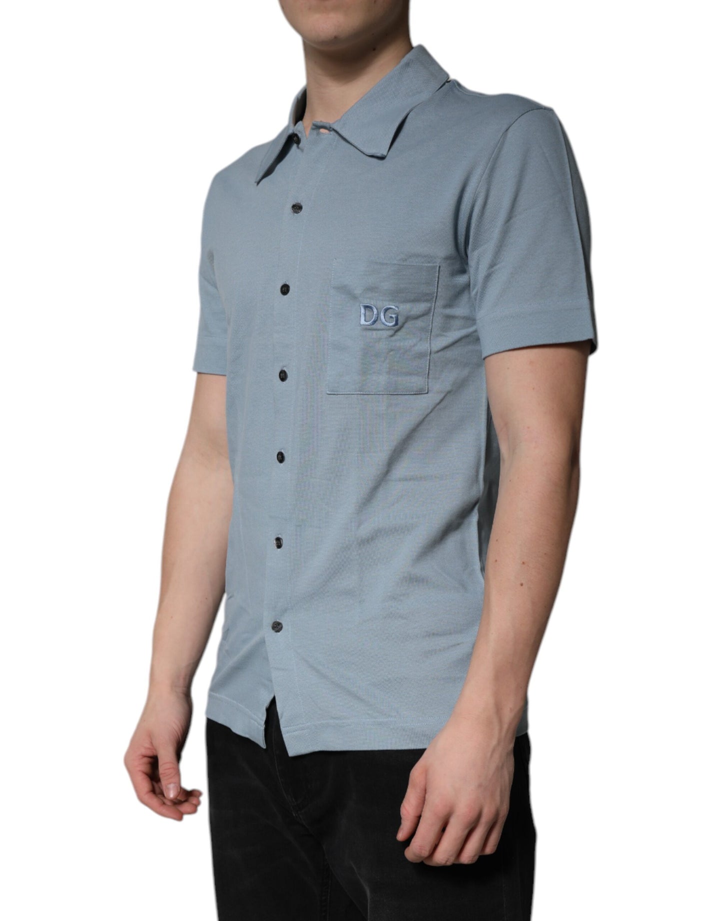 Polo informal de algodón azul con botones para hombre de Dolce &amp; Gabbana