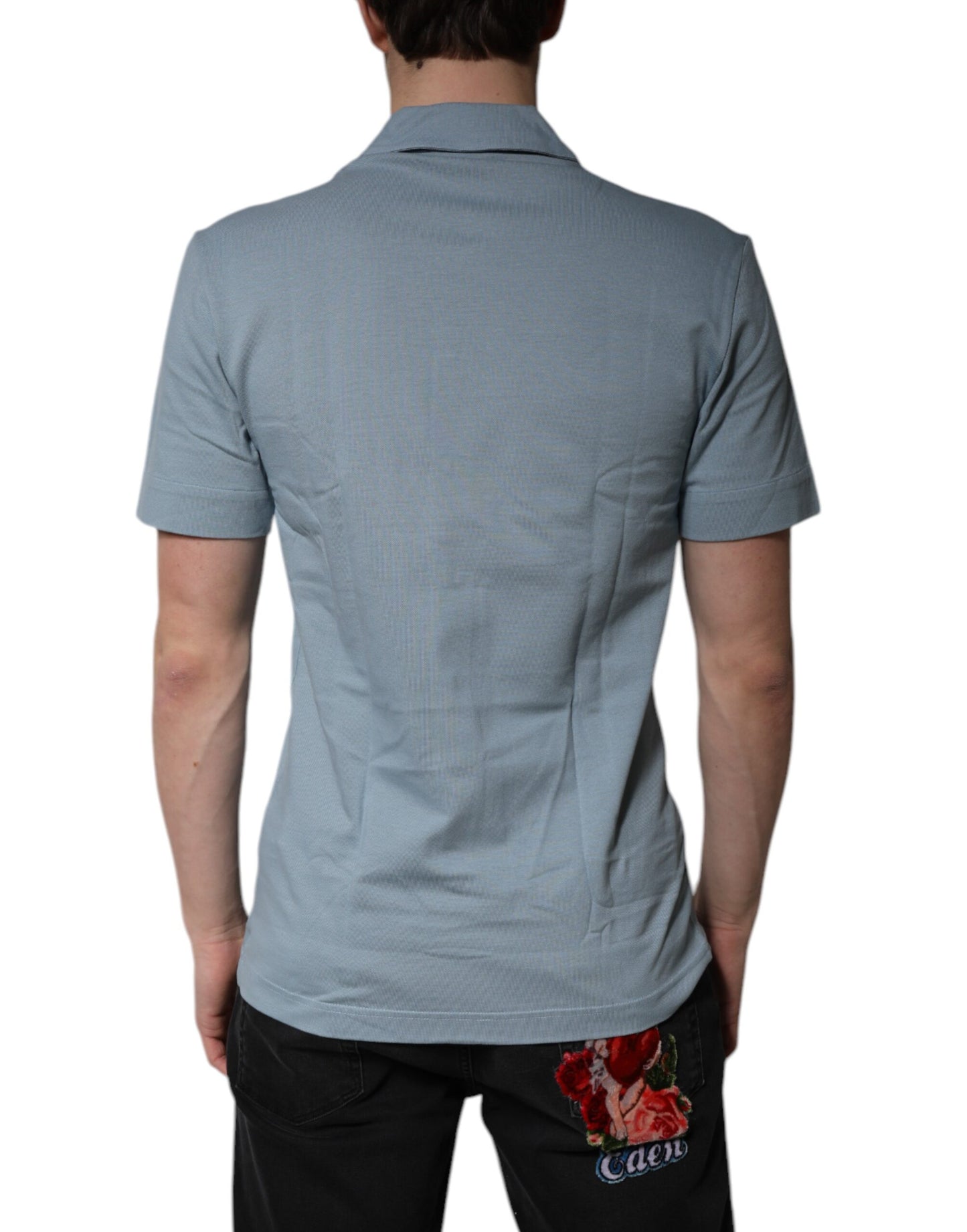 Polo informal de algodón azul con botones para hombre de Dolce &amp; Gabbana