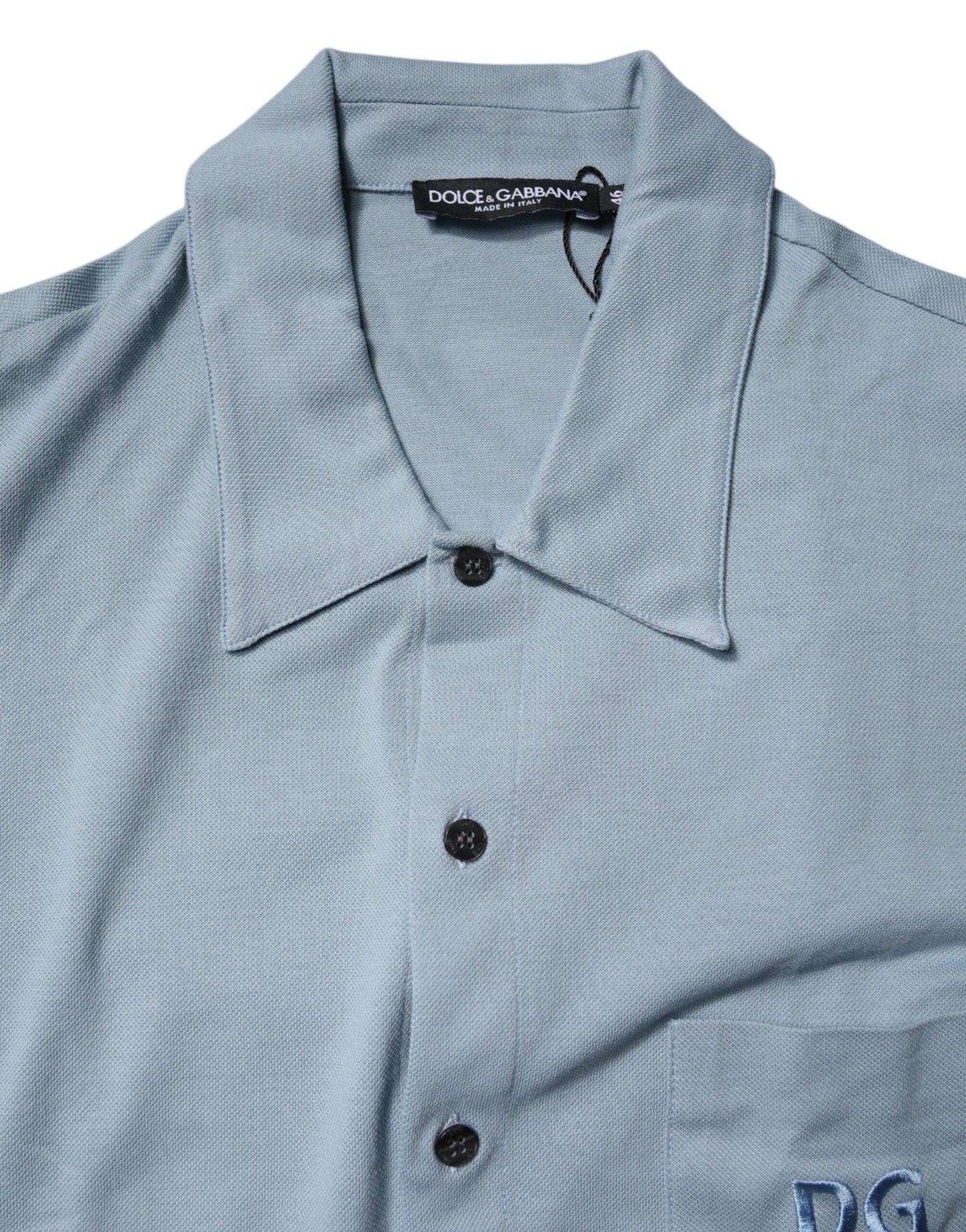 Polo informal de algodón azul con botones para hombre de Dolce &amp; Gabbana