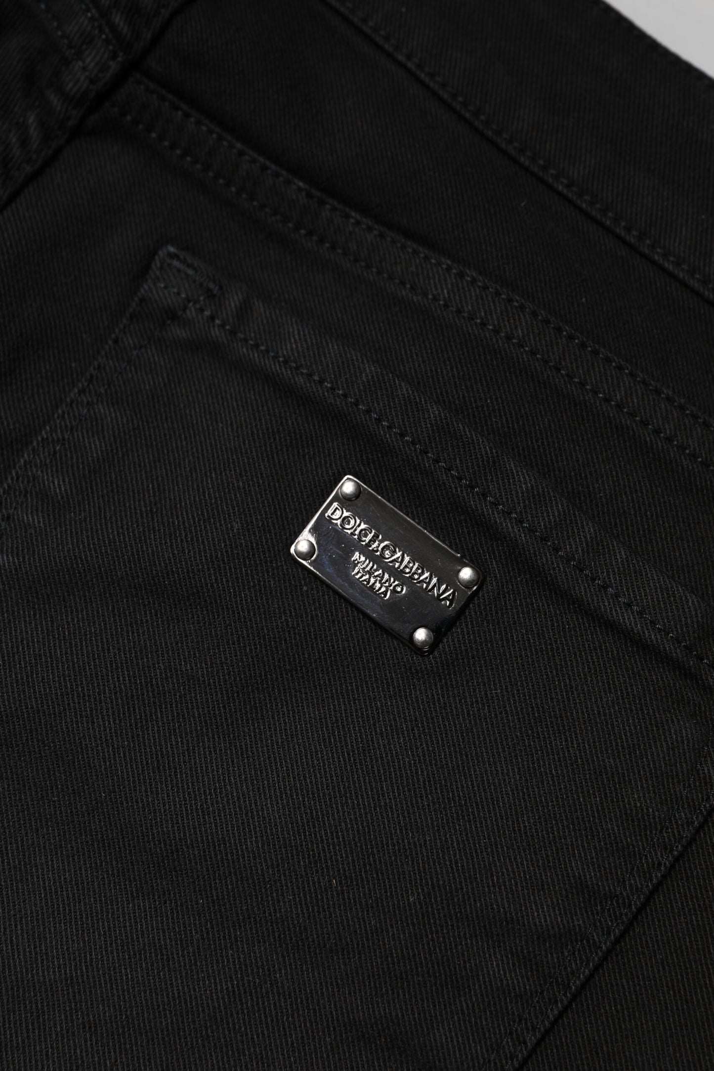 Dolce &amp; Gabbana Black Cotton Mid Waisted Skinny Denim Jeans