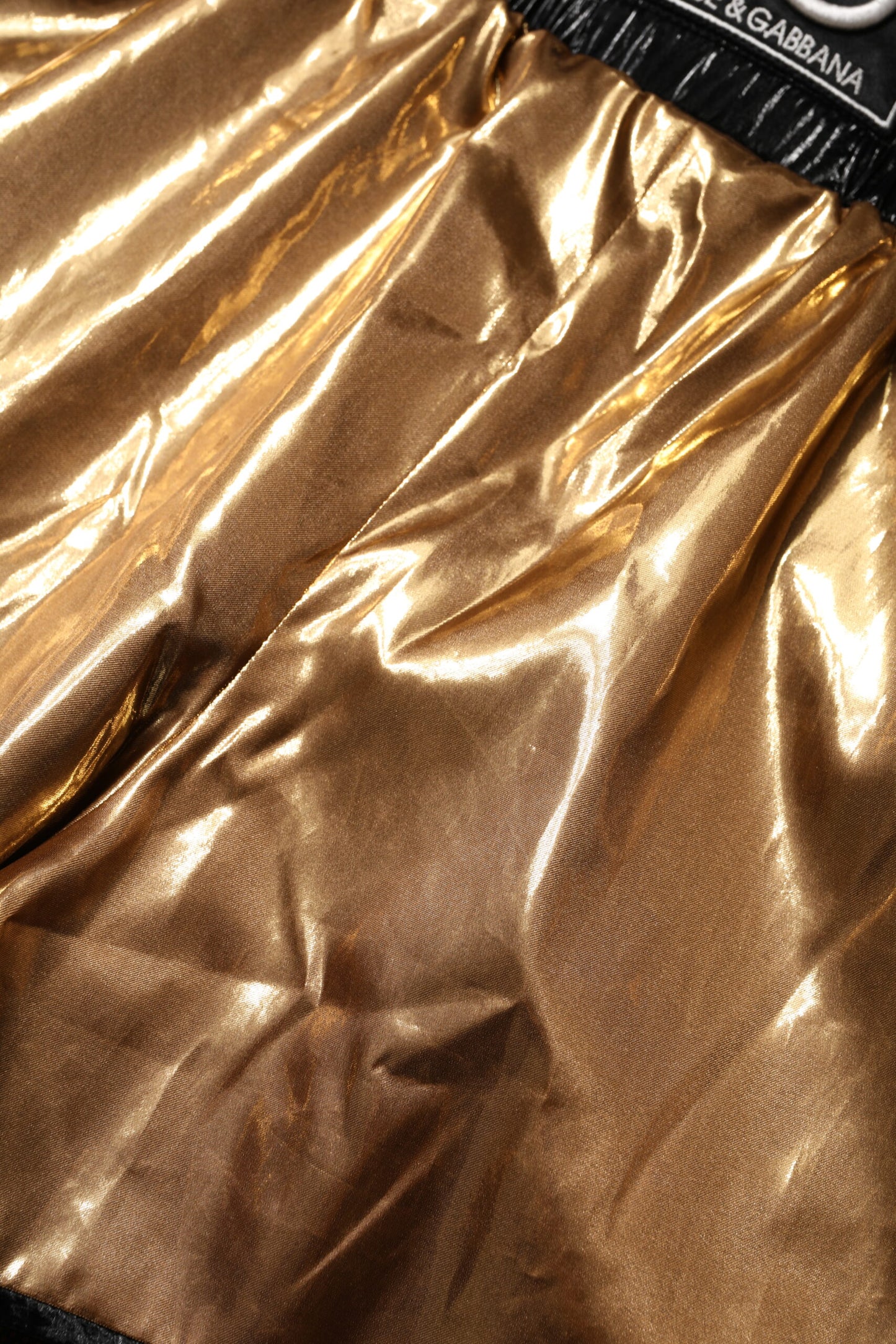 Pantalones cortos Dolce &amp; Gabbana de cintura alta para mujer, color dorado metalizado