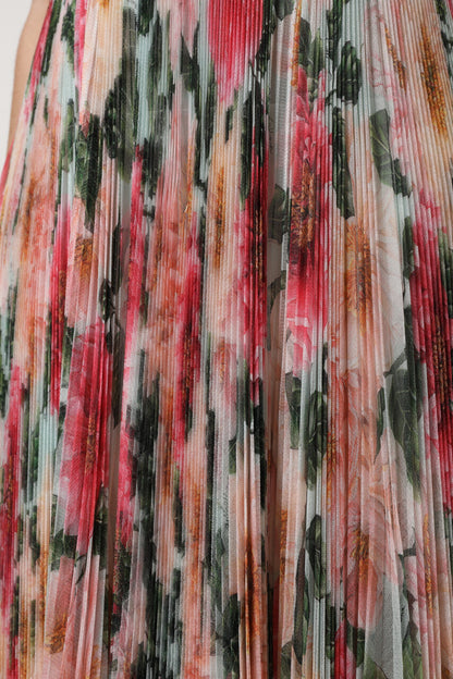 Falda midi de cintura alta con estampado floral de seda multicolor de Dolce &amp; Gabbana