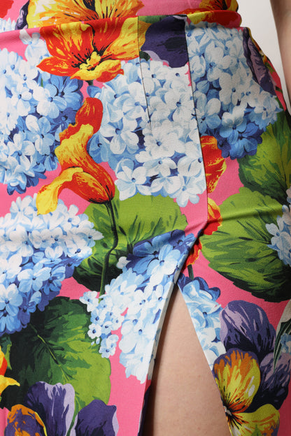 Falda midi de cintura alta con estampado floral multicolor de Dolce &amp; Gabbana