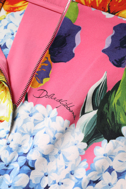 Falda midi de cintura alta con estampado floral multicolor de Dolce &amp; Gabbana