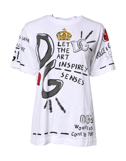 Dolce & Gabbana White Short-Sleeved Printed Jersey T-shirt