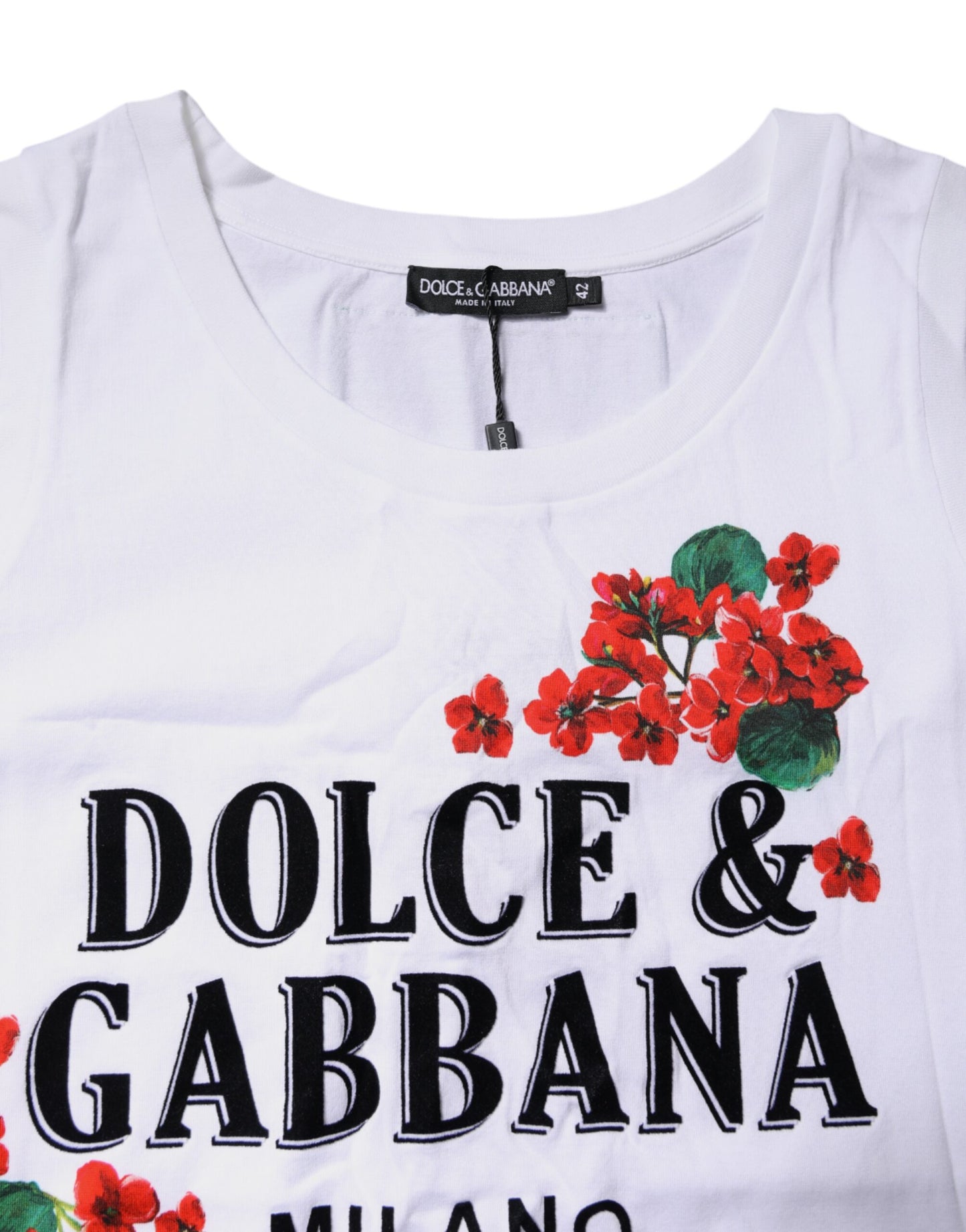 Camiseta sin mangas de algodón con estampado floral blanco de Dolce &amp; Gabbana