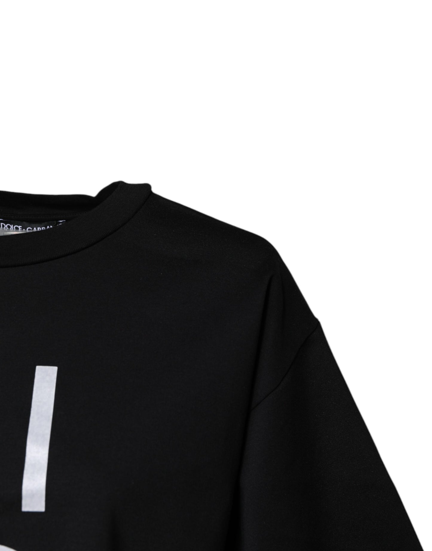 Camiseta de algodón con cuello redondo y estampado negro de Dolce &amp; Gabbana