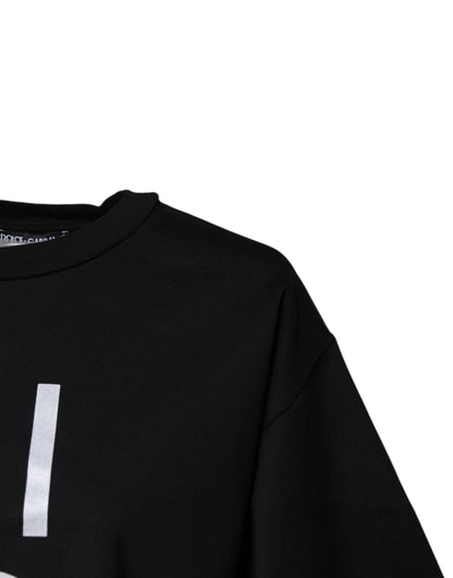 Camiseta de algodón con cuello redondo y estampado negro de Dolce &amp; Gabbana