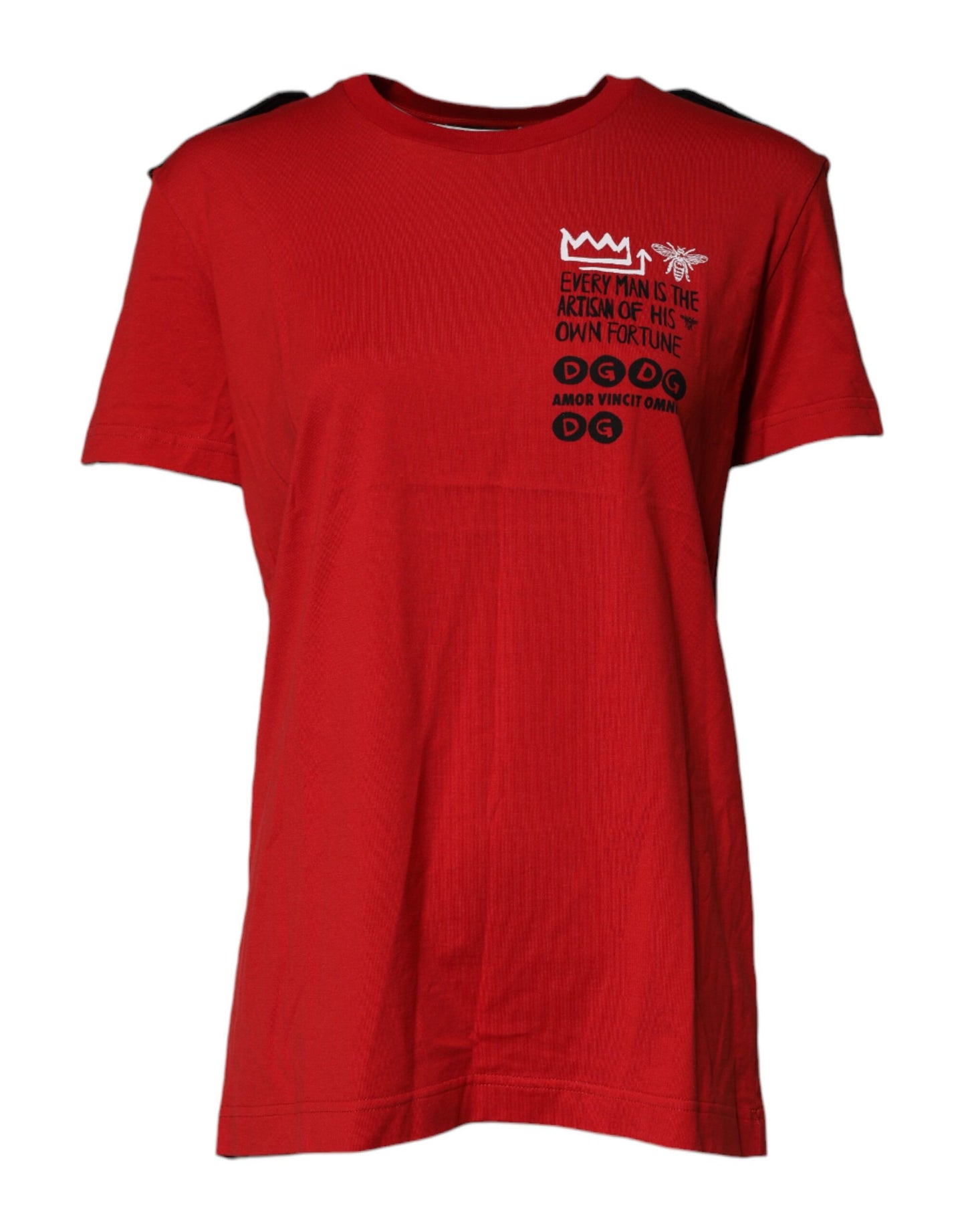 Dolce &amp; Gabbana Camiseta roja con cuello redondo y estampado gráfico de algodón