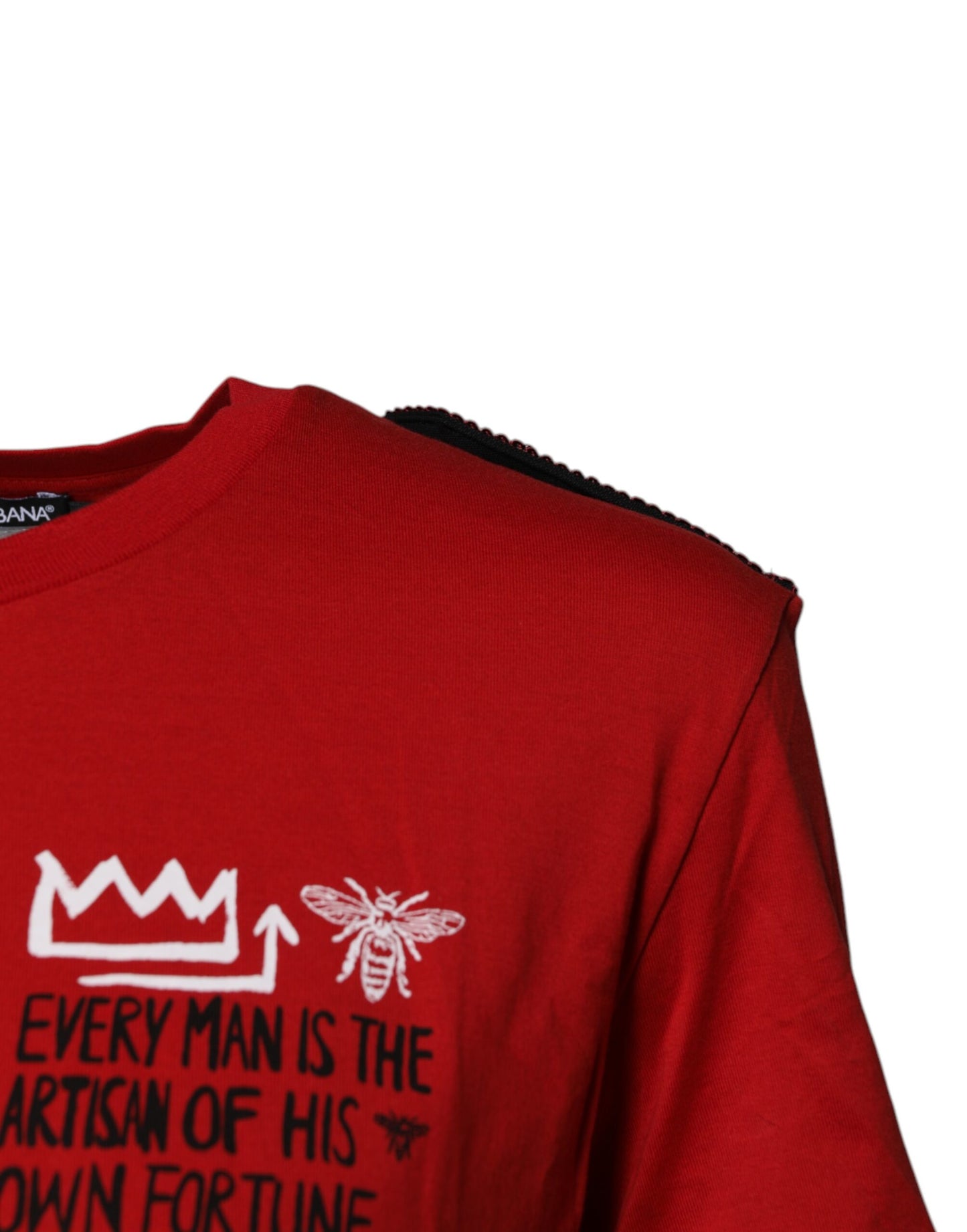 Dolce &amp; Gabbana Camiseta roja con cuello redondo y estampado gráfico de algodón
