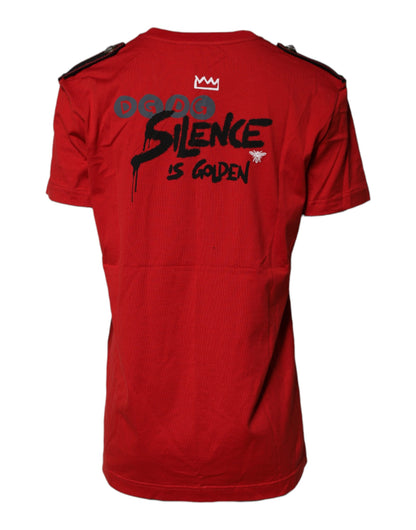 Dolce &amp; Gabbana Camiseta roja con cuello redondo y estampado gráfico de algodón