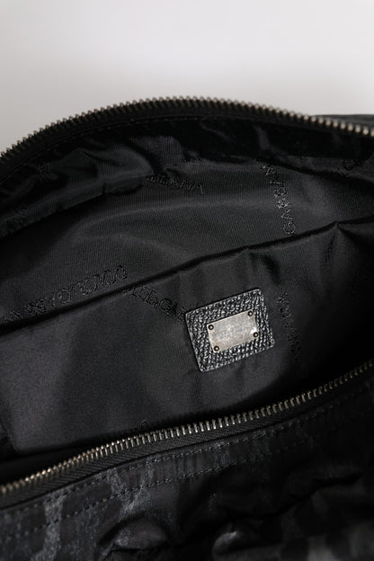 Riñonera Dolce &amp; Gabbana con cinturón y logo DG de leopardo en negro y gris