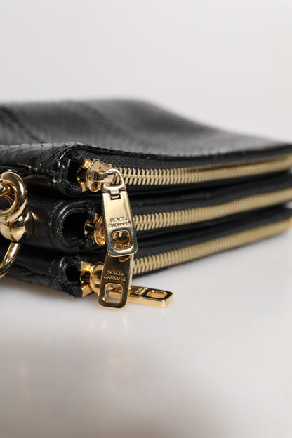 Bolso bandolera de piel exótica negra de Dolce &amp; Gabbana