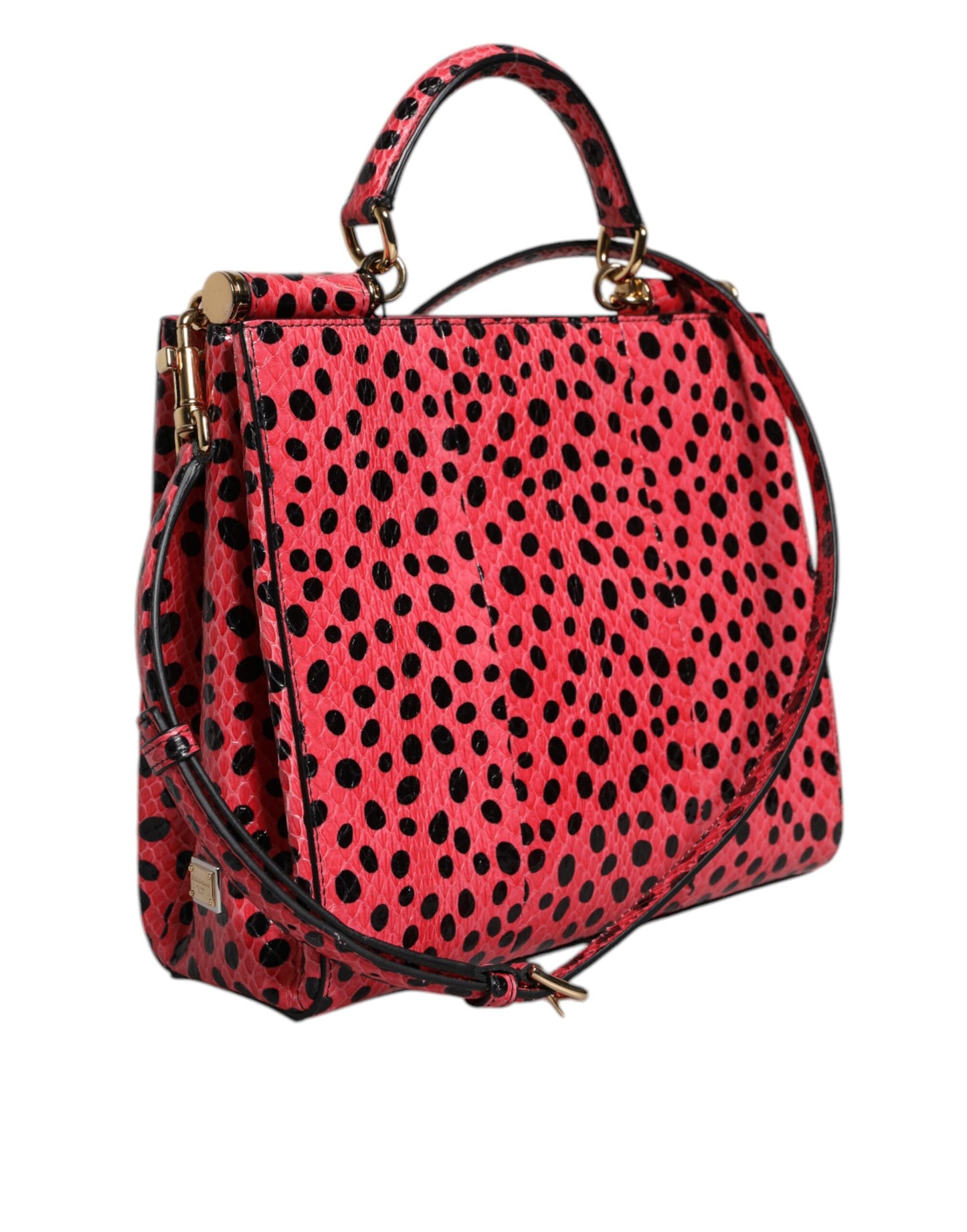 Bolso bandolera con asa superior de piel exótica rosa de Dolce &amp; Gabbana