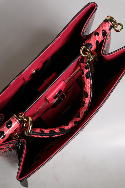 Bolso bandolera con asa superior de piel exótica rosa de Dolce &amp; Gabbana