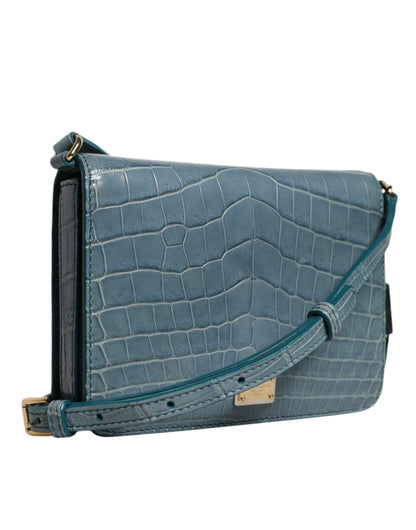 Dolce &amp; Gabbana Green Exotic Leather DG Plaque Crossbody Mini Bag