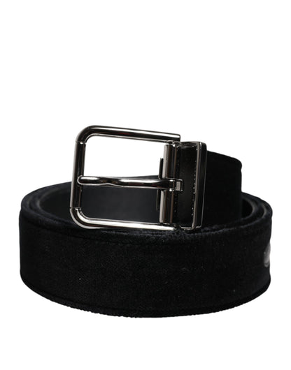 Cinturón de algodón negro con hebilla metálica plateada de Dolce &amp; Gabbana
