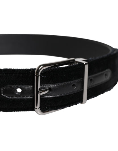 Cinturón de algodón negro con hebilla metálica plateada de Dolce &amp; Gabbana