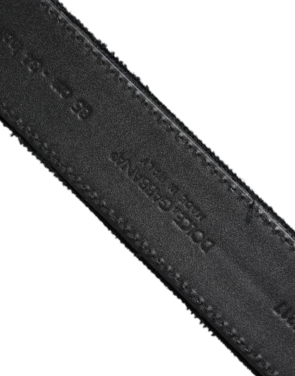 Cinturón de algodón negro con hebilla metálica plateada de Dolce &amp; Gabbana