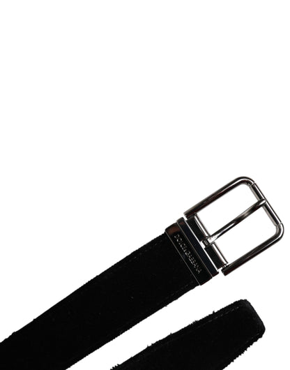 Cinturón de algodón negro con hebilla metálica plateada de Dolce &amp; Gabbana