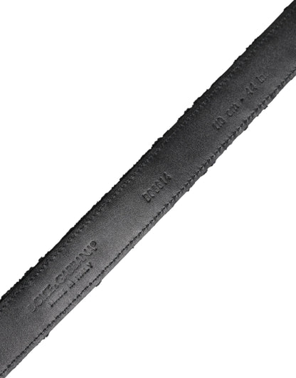 Cinturón con hebilla de metal plateado y mezcla de algodón negro de Dolce &amp; Gabbana