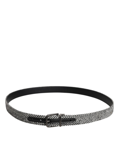 Cinturón con hebilla metálica en tono plateado, blanco y negro de Dolce &amp; Gabbana